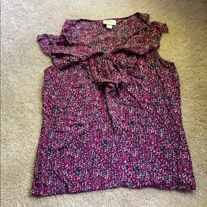 Dark pink with polka dot pattern sleeveless blouse